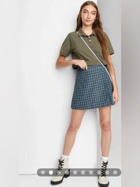Women’s Wild Fable Blue, Green, Black plaid mini skater skirt Size 2XL